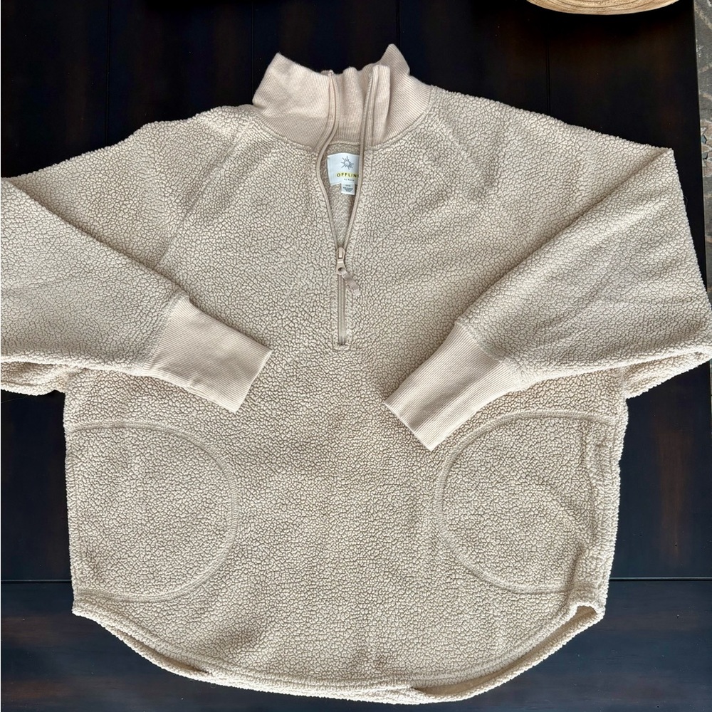Aerie Beige Sherpa Pullover